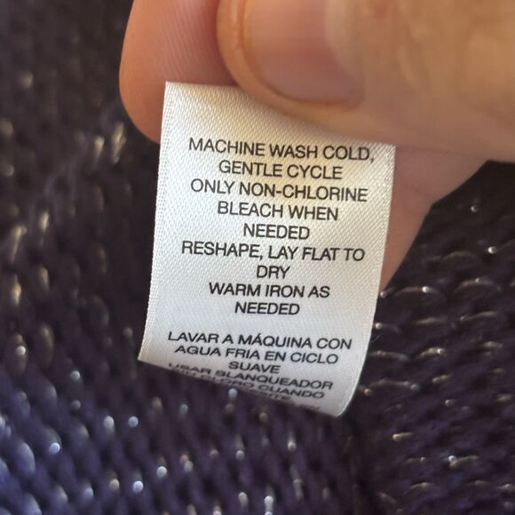 Chicos Womens Sweater Size 1 Blue Striped Sequins Pullover Ethereal Fairy Goth - Picture 12 of 12